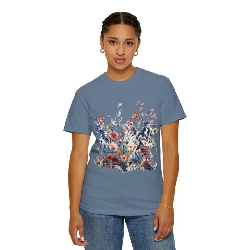 Floral Garden Unisex Garment-Dyed T-Shirt - Nature-Inspired Design - Image 15