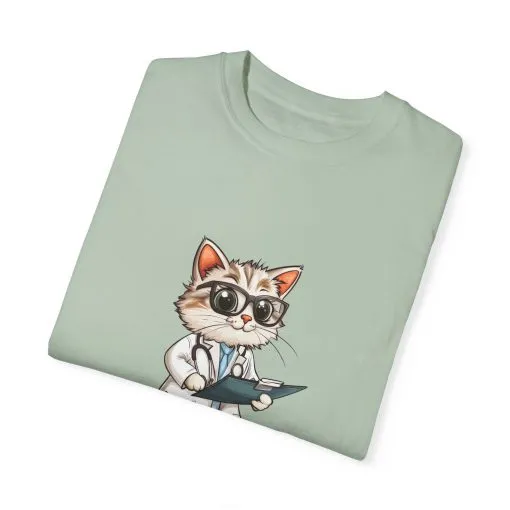 Funny Cat Doctor Unisex Garment-Dyed T-Shirt - Image 37