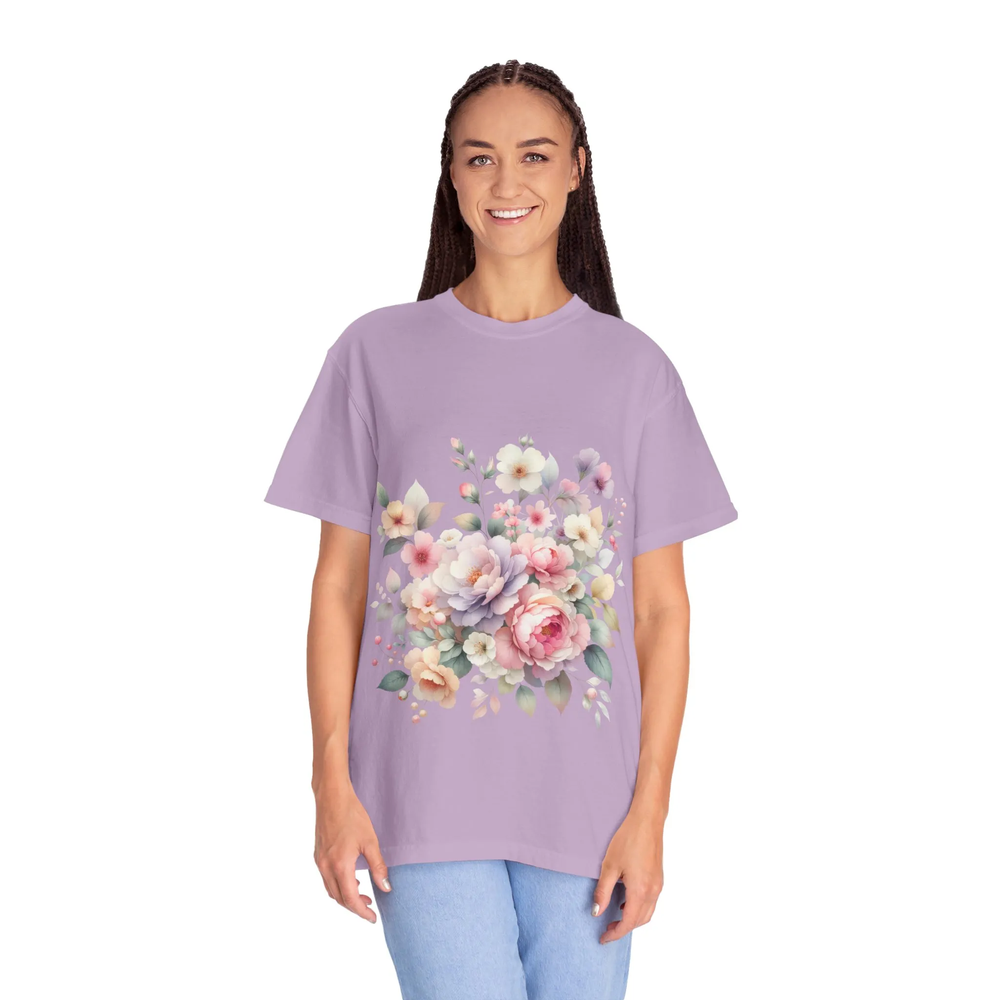 Floral Bliss Women's Garment-Dyed T-Shirt – Perfect for Spring Celebrations and Everyday Wear - Image 51