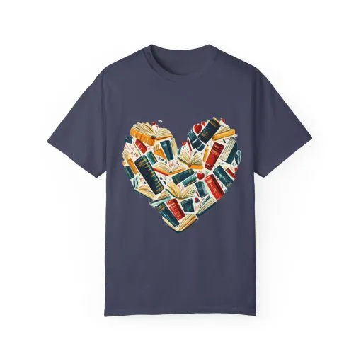 Book Lover's Heart Unisex Garment-Dyed T-Shirt - Image 25