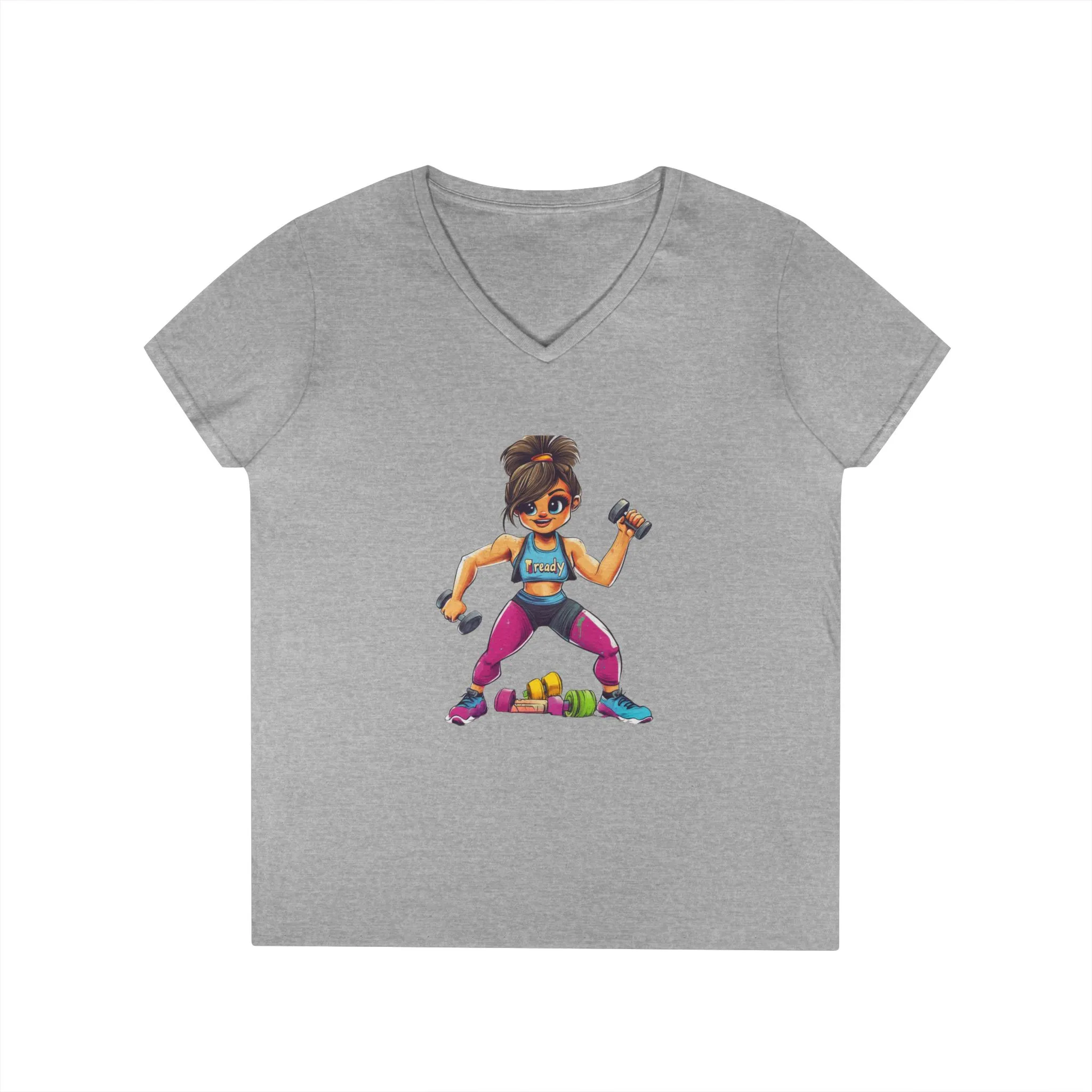 Empowered Fitness Ladies' V-Neck T-Shirt - Motivational Workout Tee - Image 2