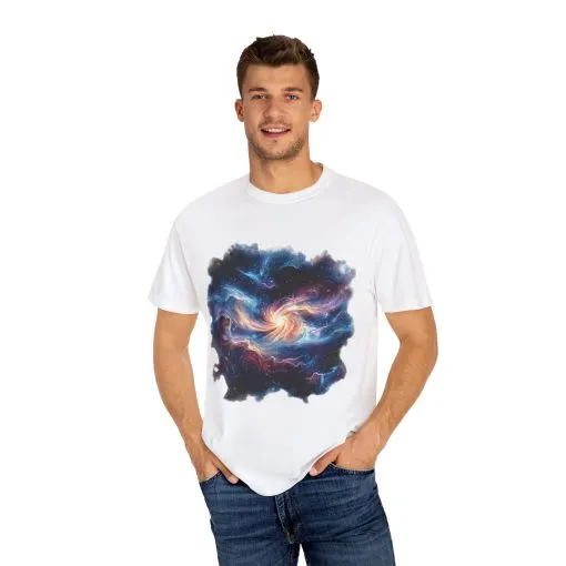 Cosmic Swirl Unisex Garment-Dyed T-Shirt - Perfect for Dreamers and Star Gazers - Image 7