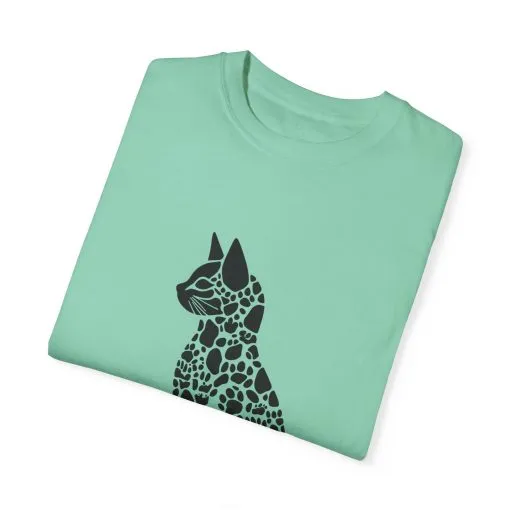 Unisex Cat Lover T-Shirt | Vintage Garment-Dyed Tee with Paw Print Cat Silhouette - Image 10