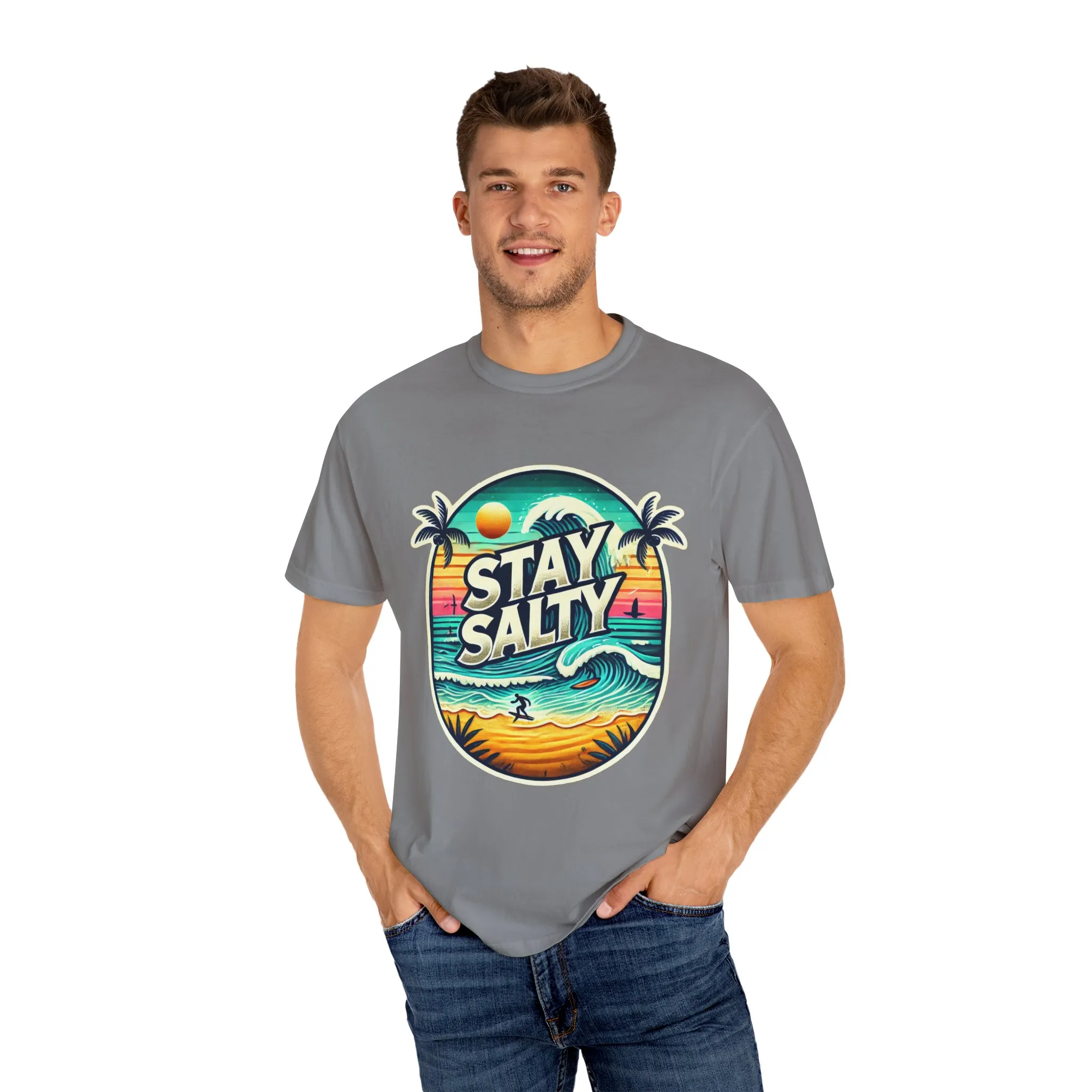 Stay Salty Unisex Garment-Dyed T-Shirt – Perfect for Beach Lovers & Summer Vibes - Image 19