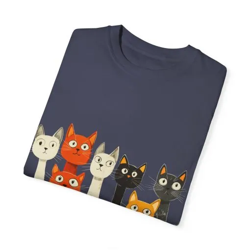 Vintage Cat Illustration Unisex Garment-Dyed T-Shirt - Perfect for Cat Lovers - Image 38