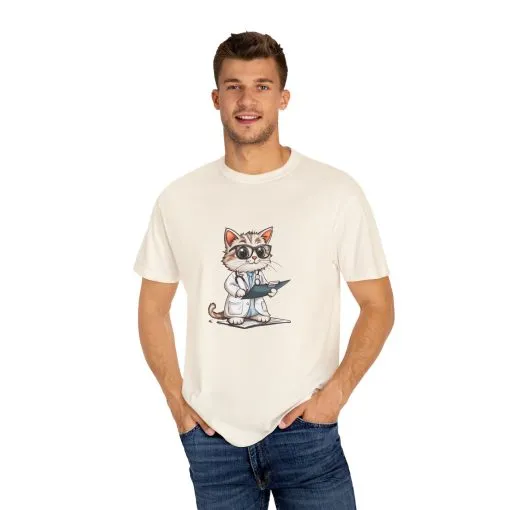 Funny Cat Doctor Unisex Garment-Dyed T-Shirt - Image 15