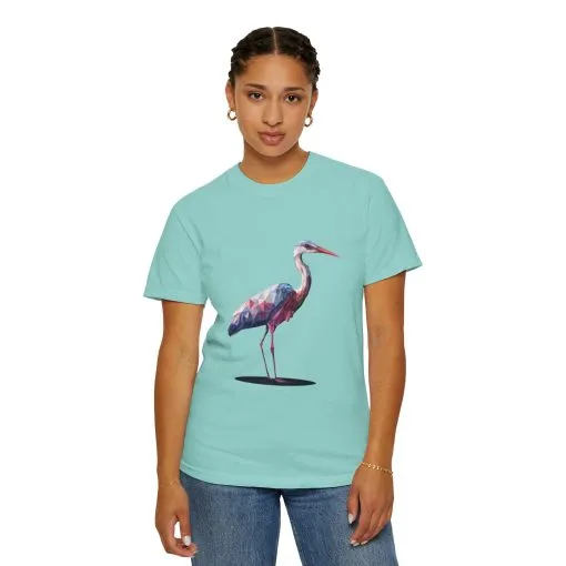 Geo Crane Unisex Garment-Dyed T-Shirt – Stylish Bird Graphic Tee for Nature Lovers - Image 15