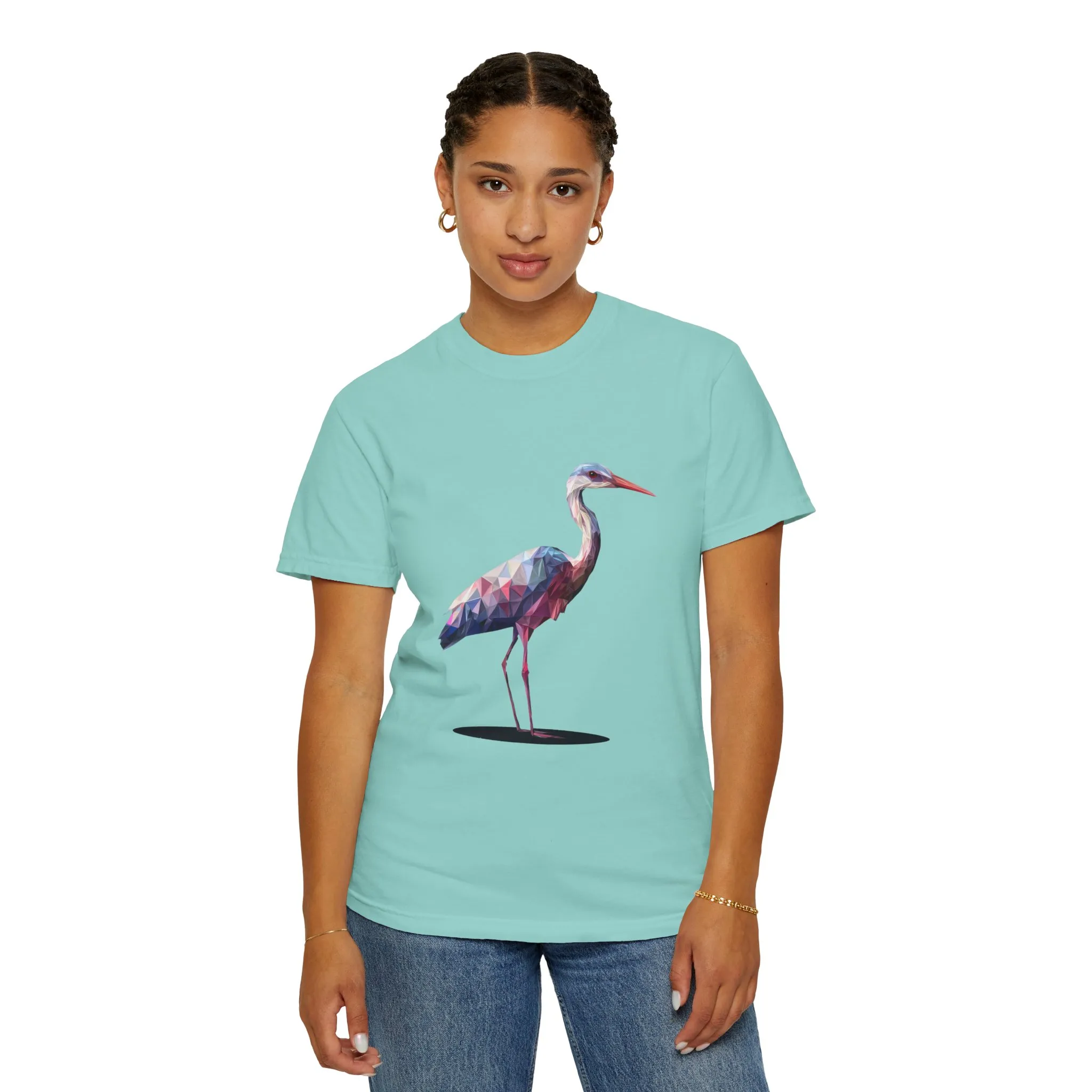 Geo Crane Unisex Garment-Dyed T-Shirt – Stylish Bird Graphic Tee for Nature Lovers - Image 15
