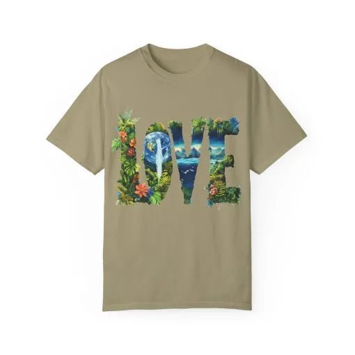 Garment-Dyed Love T-Shirt | Nature-Inspired Unisex Tee - Image 9