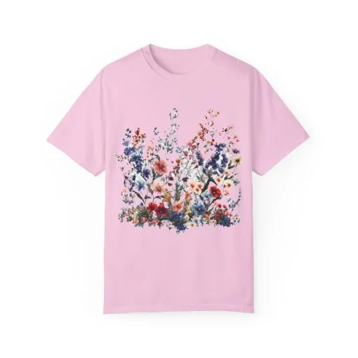 Floral Garden Unisex Garment-Dyed T-Shirt - Nature-Inspired Design - Image 33