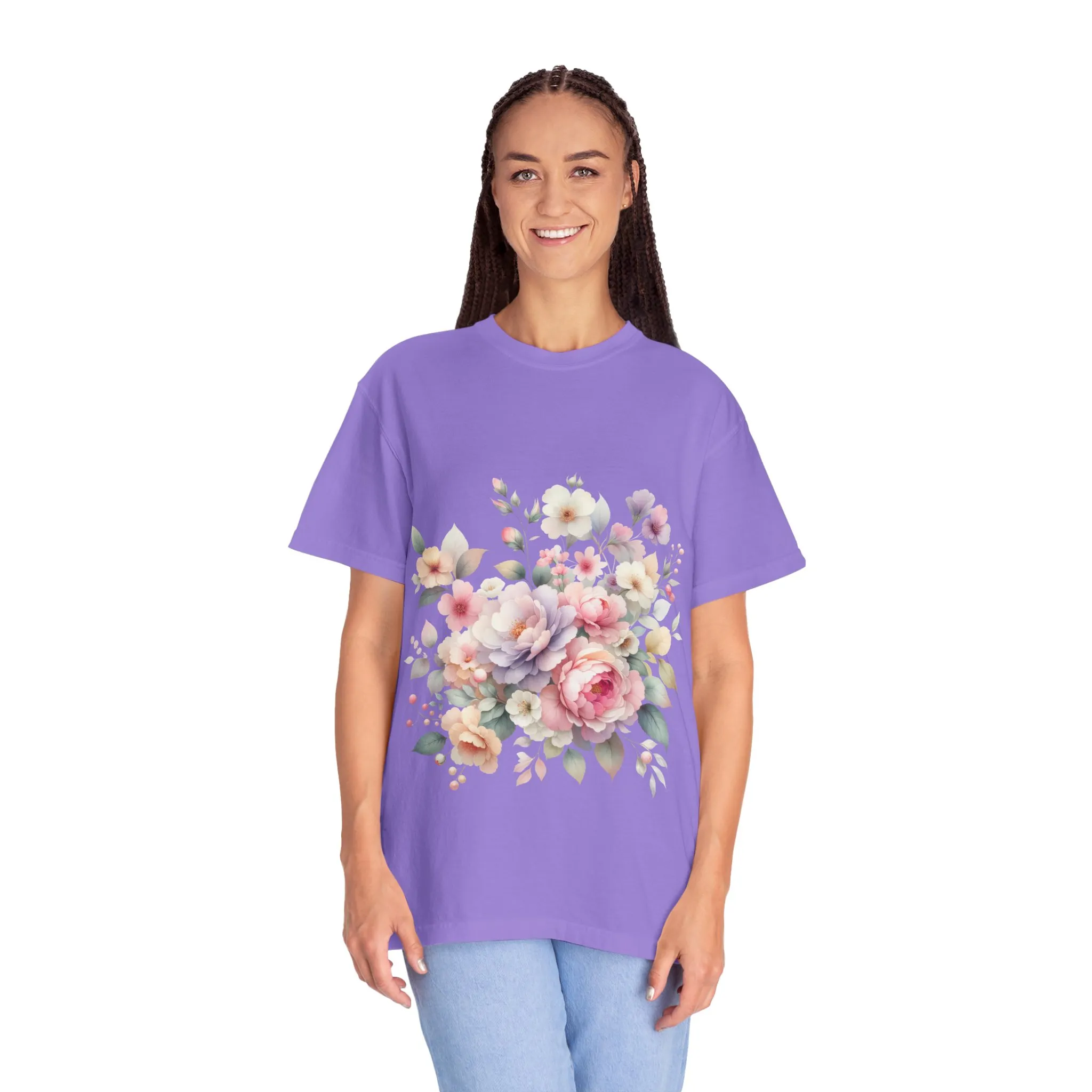 Floral Bliss Women's Garment-Dyed T-Shirt – Perfect for Spring Celebrations and Everyday Wear - Image 47