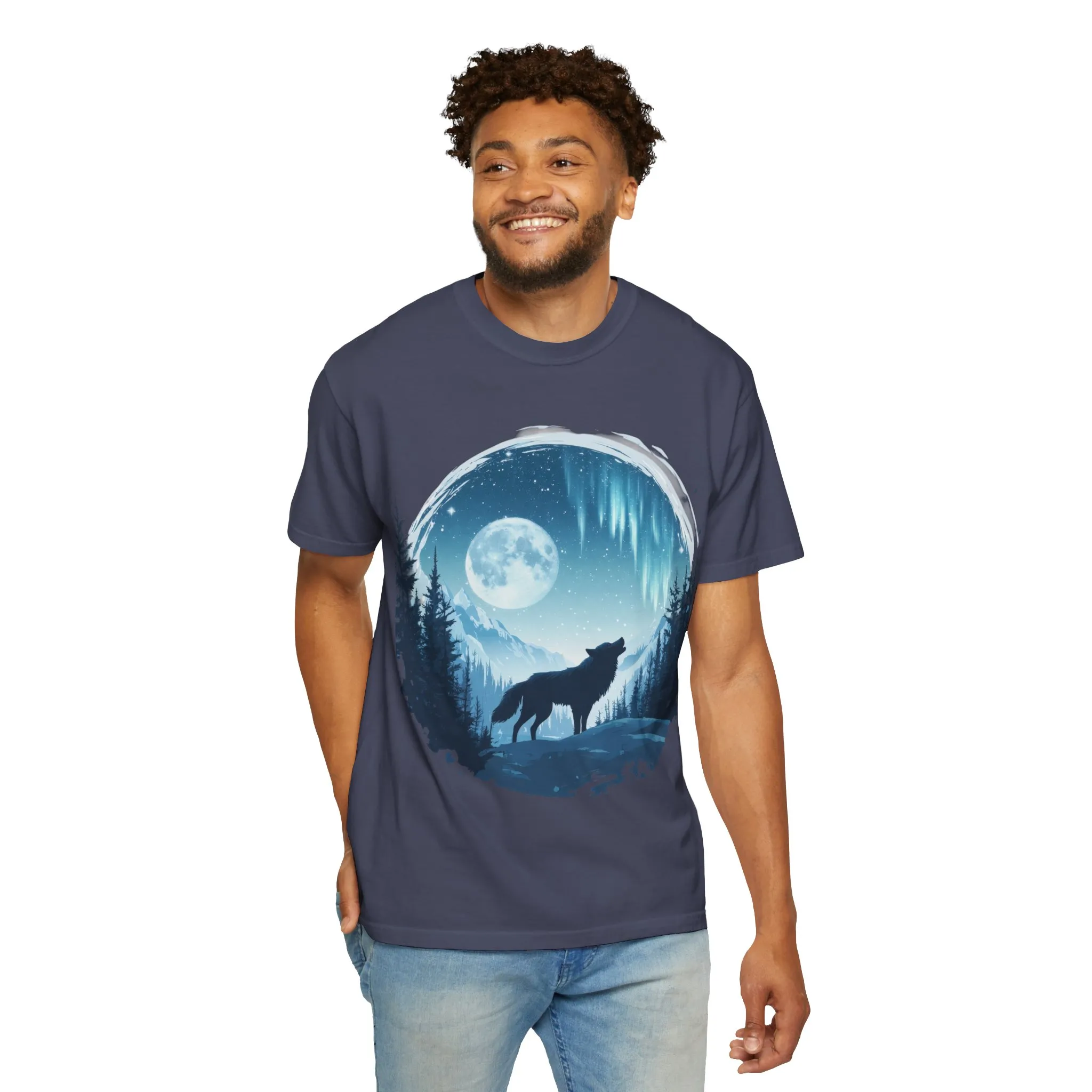 Mystical Wolf Moon T-shirt - Unisex Garment-Dyed Tee for Nature Lovers - Image 24