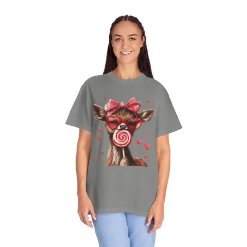 Cute Valentine’s Day Deer T-Shirt - Garment-Dyed Unisex Tee with Heart Design - Image 32