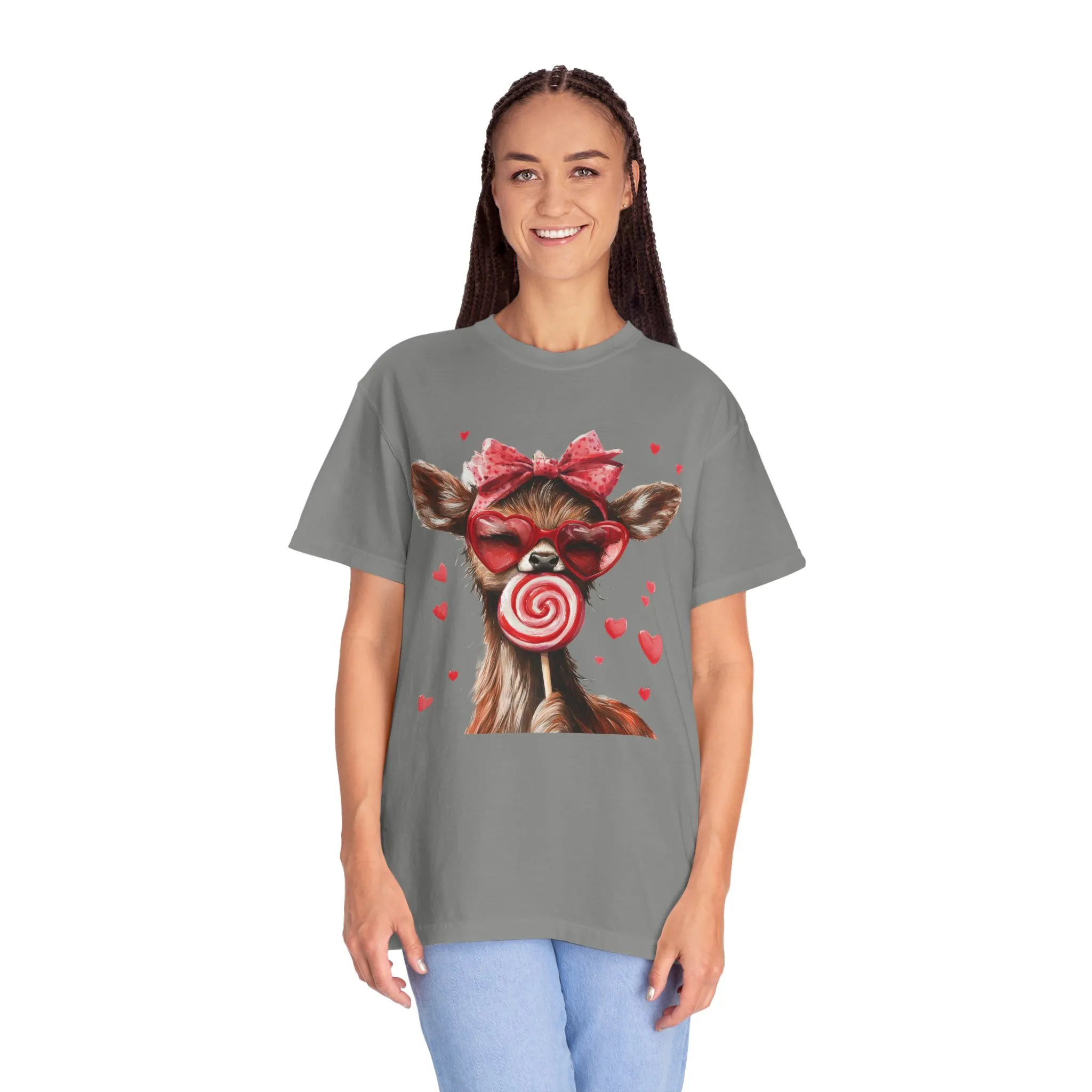 Cute Valentine’s Day Deer T-Shirt - Garment-Dyed Unisex Tee with Heart Design - Image 32