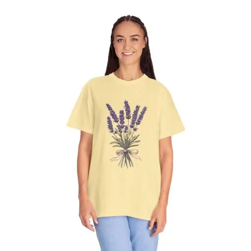 Lavender Bouquet Unisex Garment-Dyed T-Shirt - Nature-Inspired Tee for Relaxation and Everyday Comfort - Image 11
