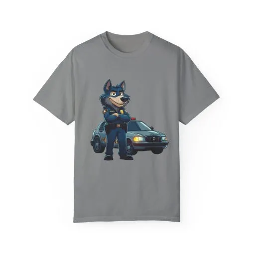 Cute Cartoon Police Dog T-Shirt - Unisex Garment-Dyed Tee - Image 21