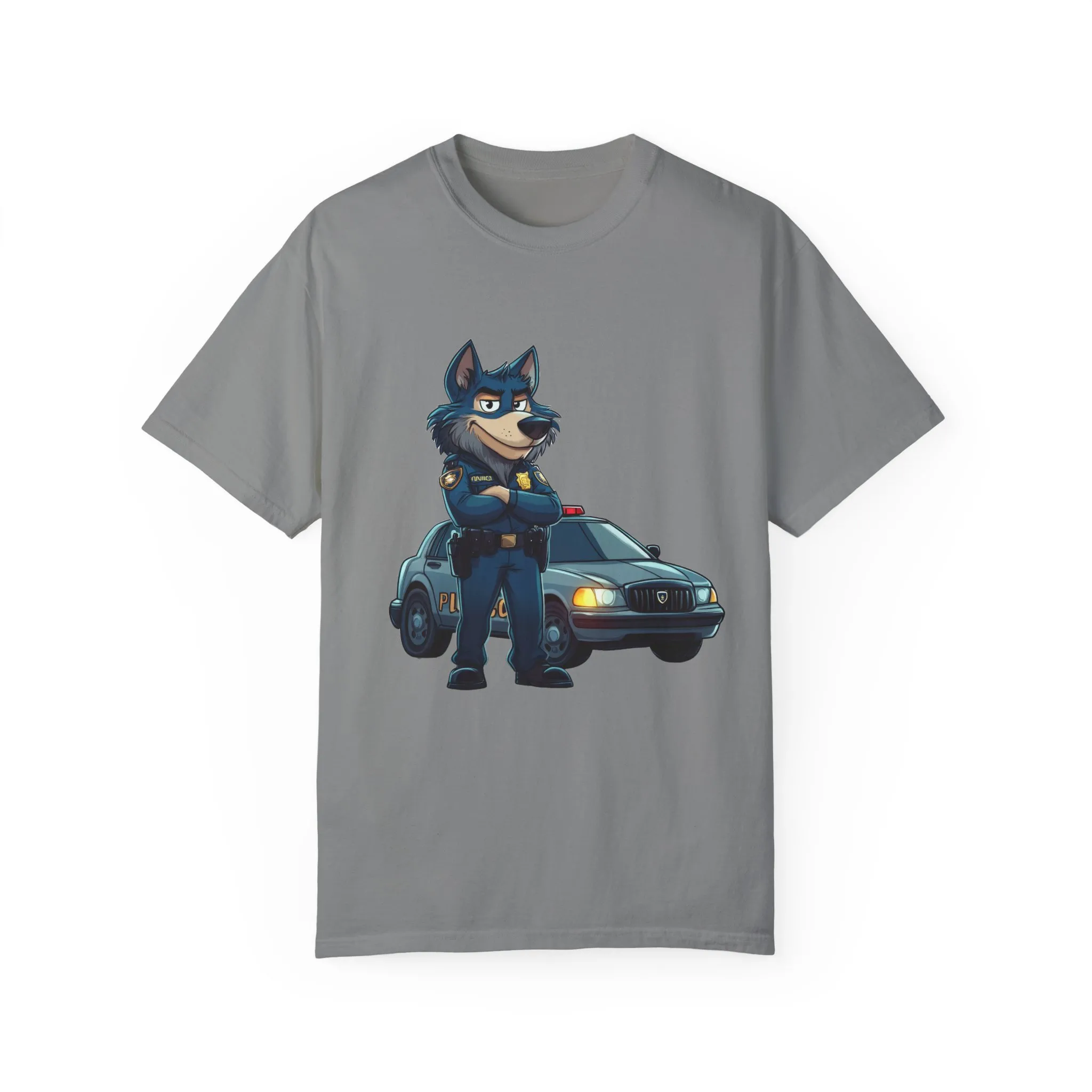 Cute Cartoon Police Dog T-Shirt - Unisex Garment-Dyed Tee - Image 21