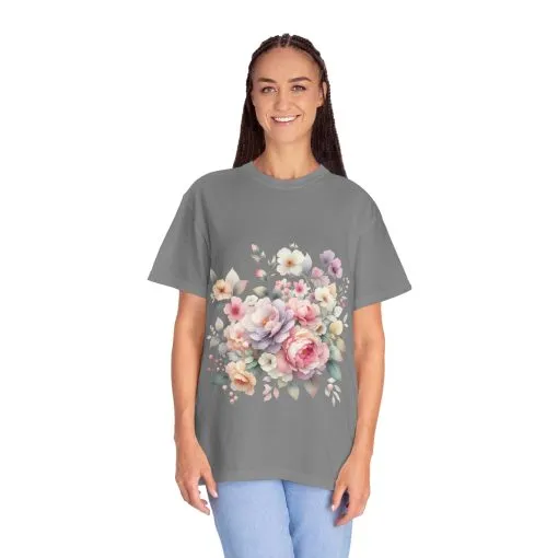 Floral Bliss Unisex Garment-Dyed T-Shirt – Perfect for Spring Celebrations and Everyday Wear - Image 27