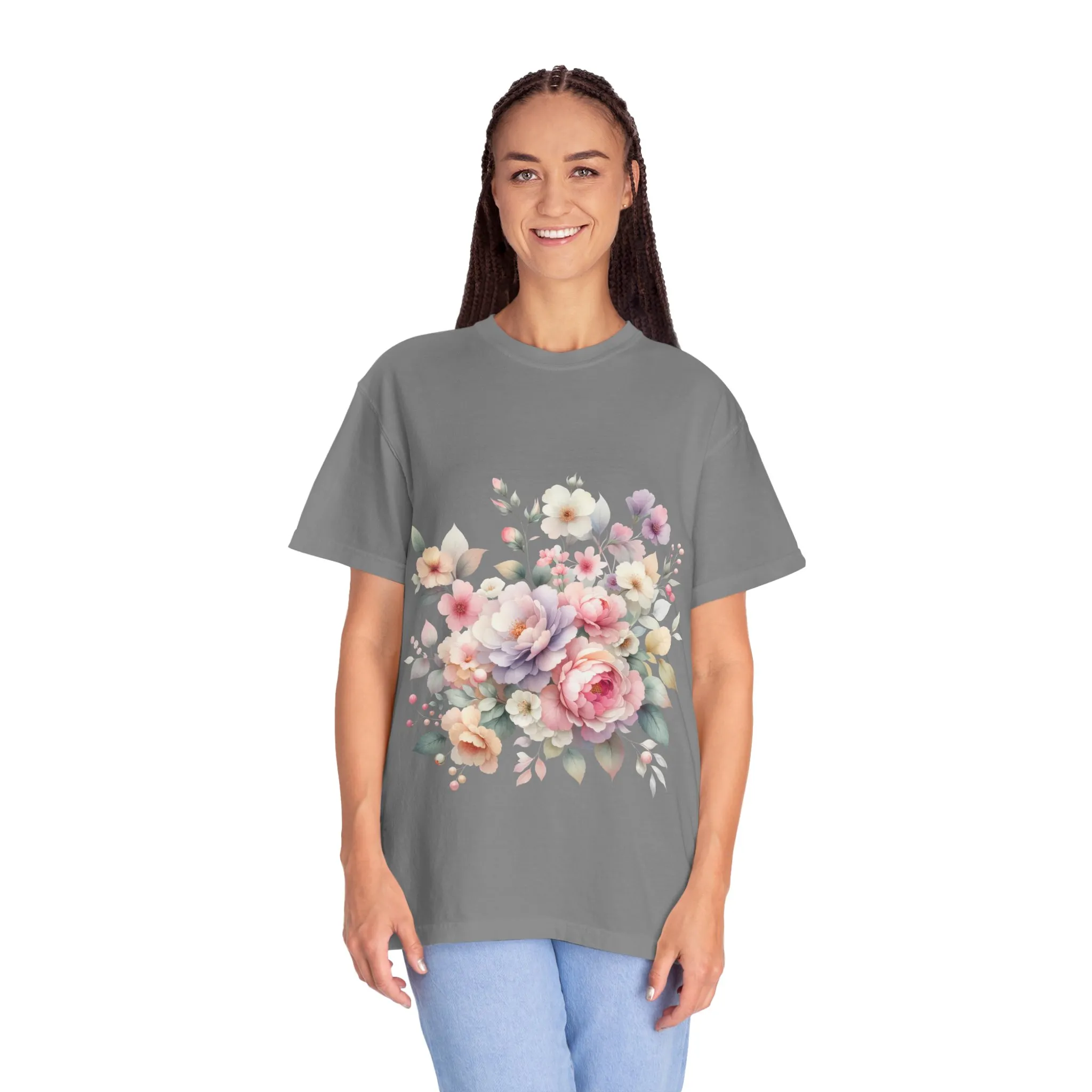 Floral Bliss Women's Garment-Dyed T-Shirt – Perfect for Spring Celebrations and Everyday Wear - Image 27