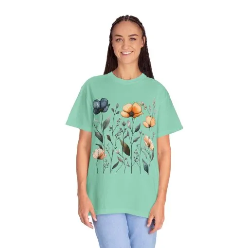 Floral Garden Unisex Garment-Dyed T-Shirt - Eco-Friendly Spring Wear - Image 23