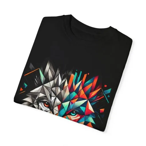 Vibrant Wolf Design Unisex Garment-Dyed T-Shirt - Colorful Art Tee - Image 25