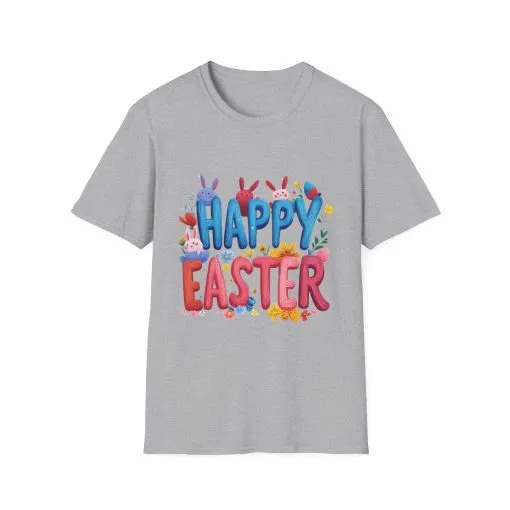 Easter Joy Unisex Softstyle T-Shirt - Spring Floral Design - Image 11
