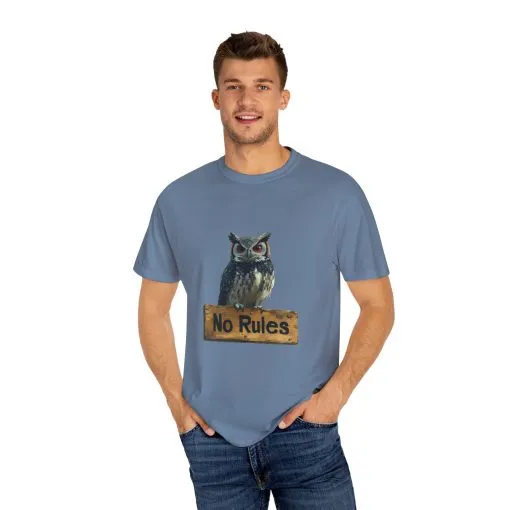 Funny Owl T-Shirt - "No Rules" Unisex Garment-Dyed Tee for Animal Lovers - Image 19