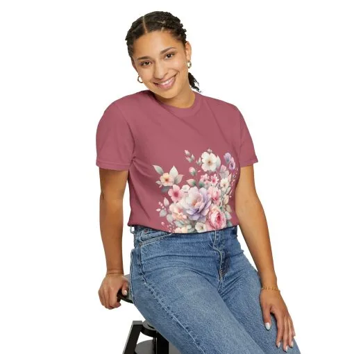 Floral Bliss Unisex Garment-Dyed T-Shirt – Perfect for Spring Celebrations and Everyday Wear - Image 56