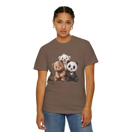Adorable Bear and Panda Friends Unisex Garment-Dyed T-Shirt - Image 28