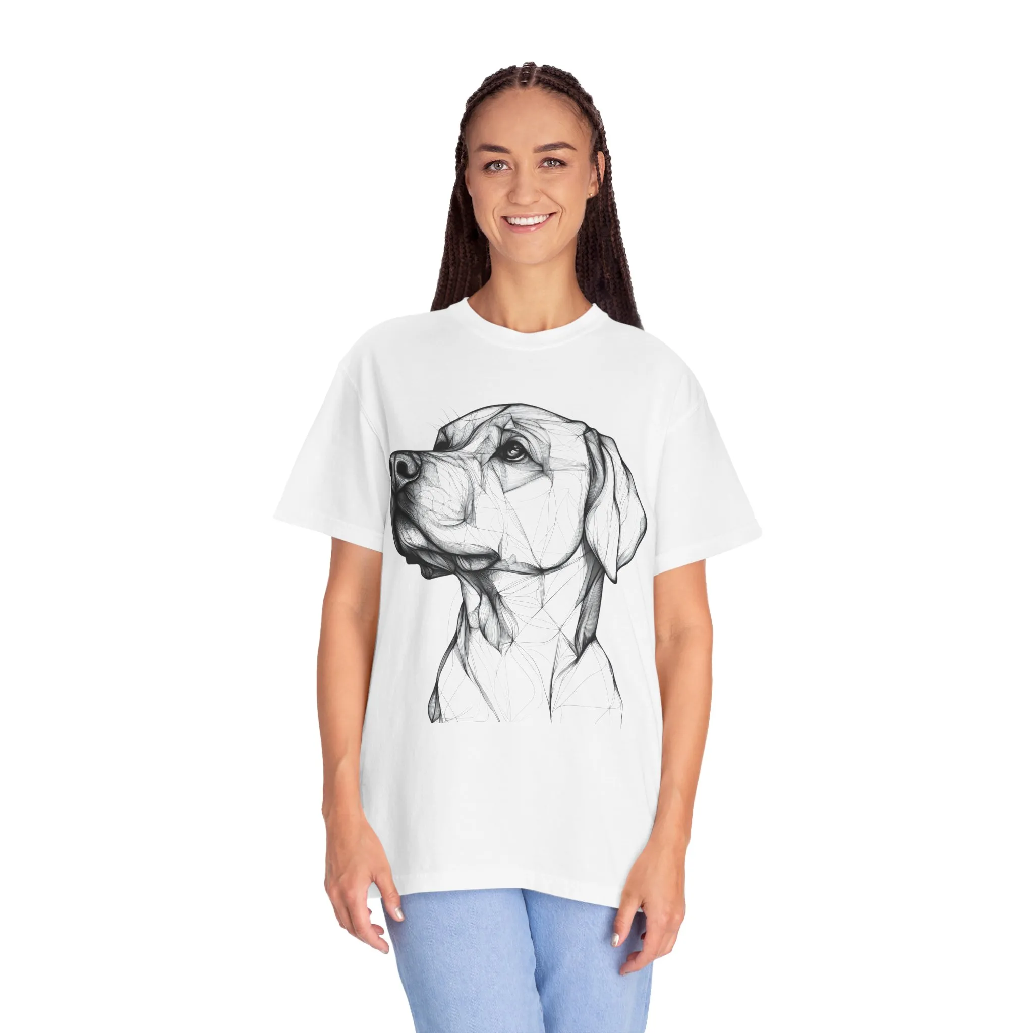 Stylish Dog Portrait Unisex Garment-Dyed T-Shirt - Image 4