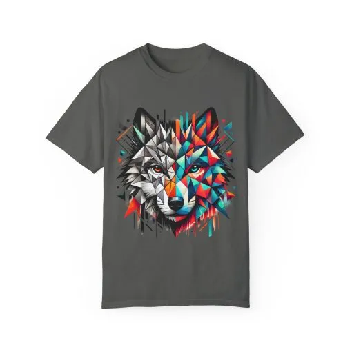 Vibrant Wolf Design Unisex Garment-Dyed T-Shirt - Colorful Art Tee - Image 12