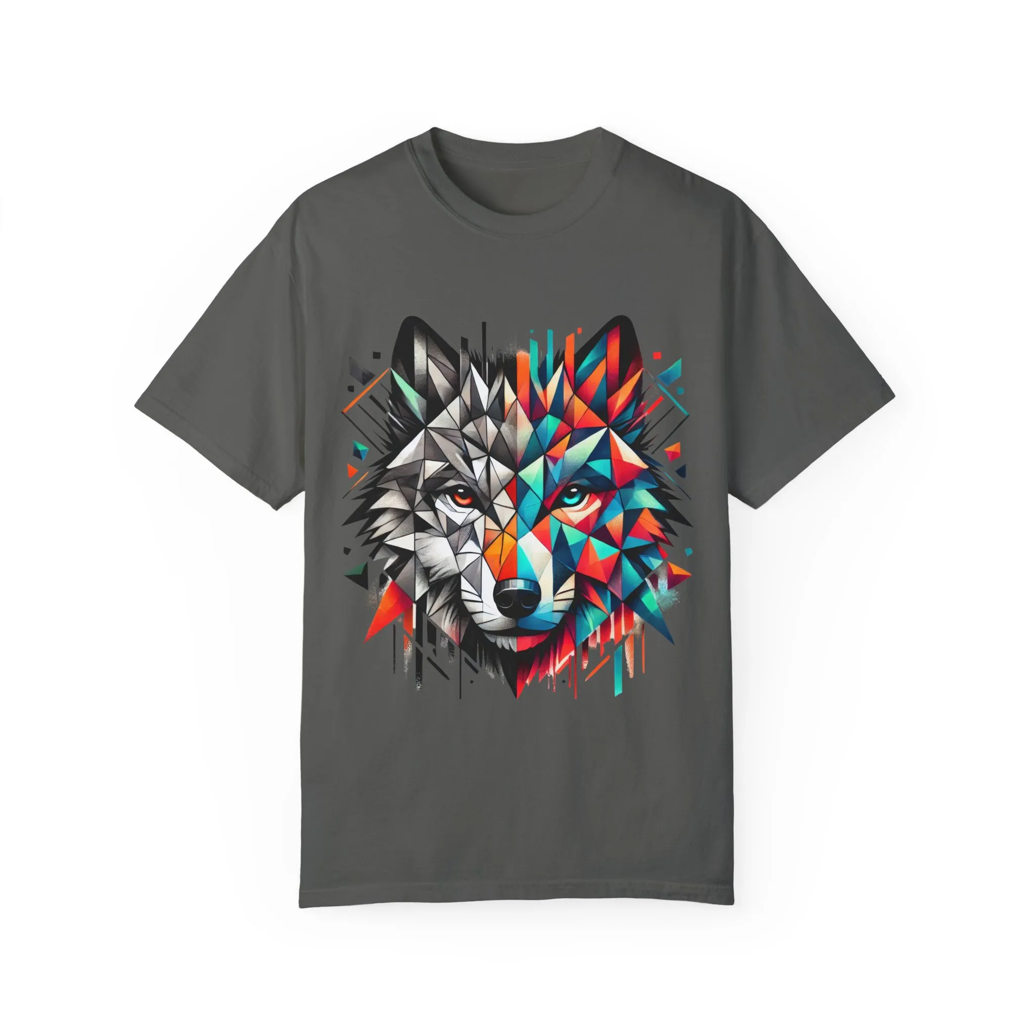 Vibrant Wolf Design Unisex Garment-Dyed T-Shirt - Colorful Art Tee - Image 12