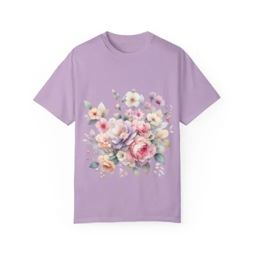 Floral Bliss Unisex Garment-Dyed T-Shirt – Perfect for Spring Celebrations and Everyday Wear - Image 49