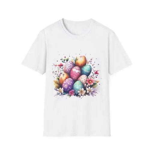Easter Egg Floral Unisex Softstyle T-Shirt - Vibrant Spring Design - Image 6