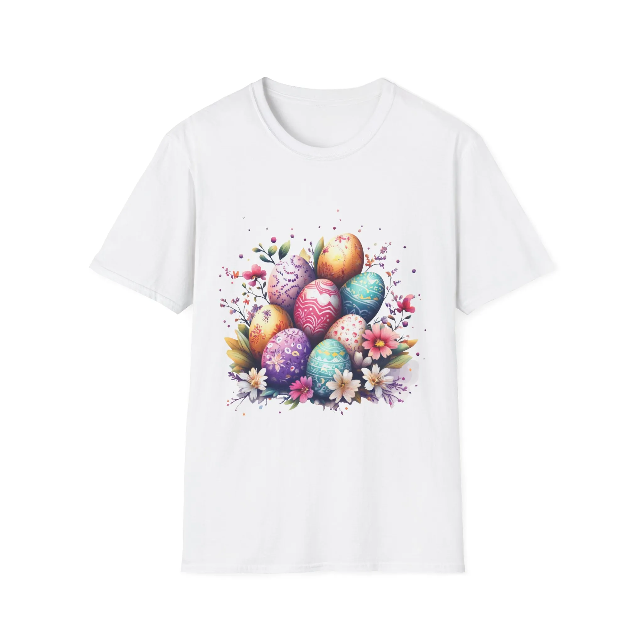 Easter Egg Floral Unisex Softstyle T-Shirt - Vibrant Spring Design - Image 6