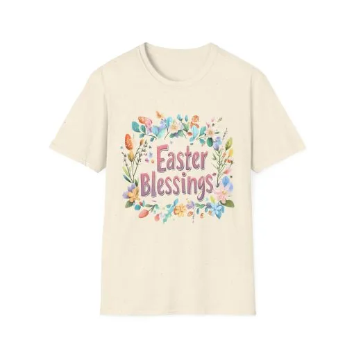 Easter Blessings Unisex Softstyle T-Shirt – Spring Floral Design - Image 16