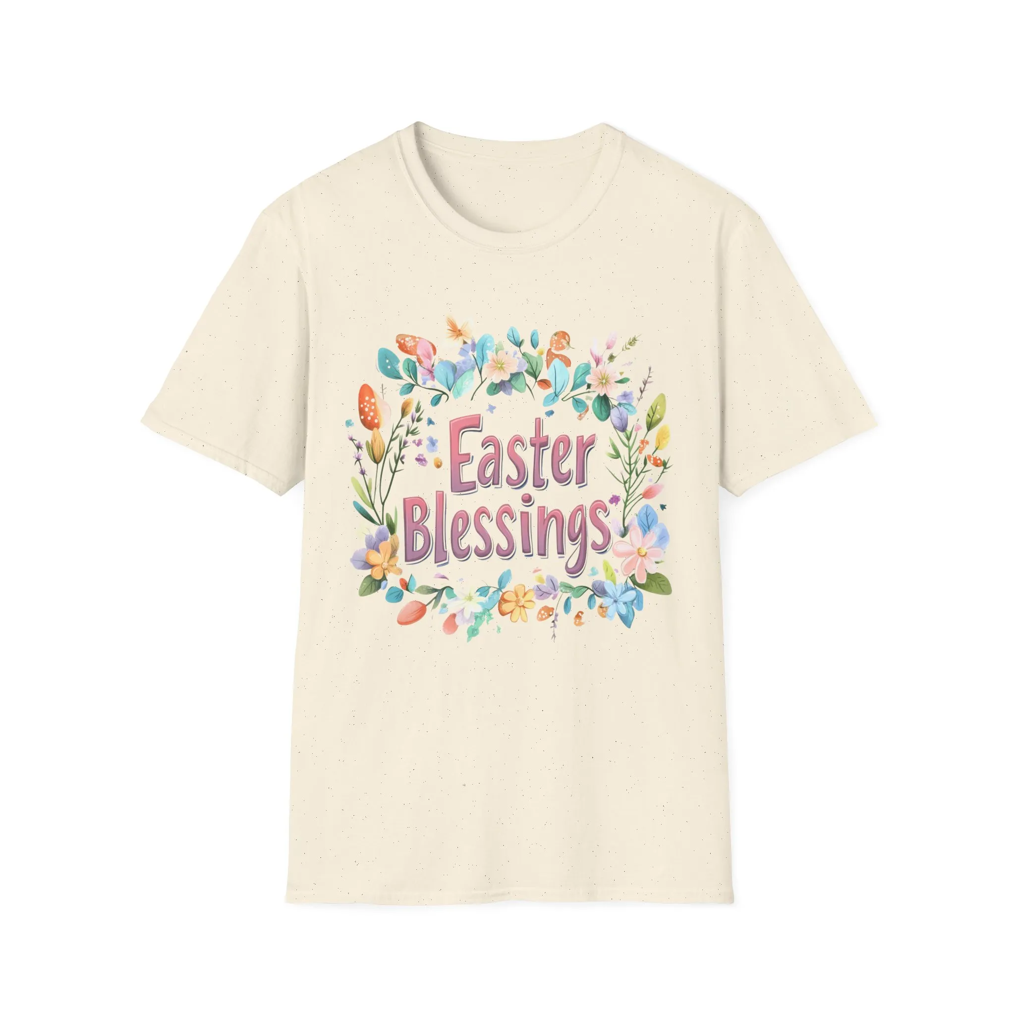 Easter Blessings Unisex Softstyle T-Shirt – Spring Floral Design - Image 16