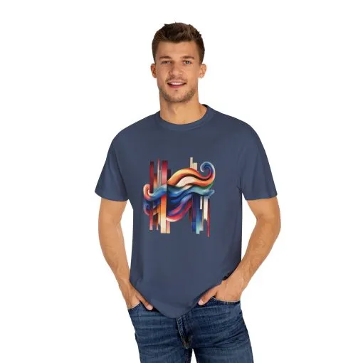 Colorful Abstract Art Unisex Garment-Dyed T-Shirt | Trendy Graphic Tee for Art Lovers - Image 3