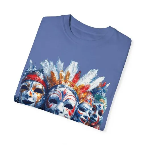 Vibrant Carnival Masks T-Shirt - Unisex Garment-Dyed Tee for Festive Celebrations - Image 18