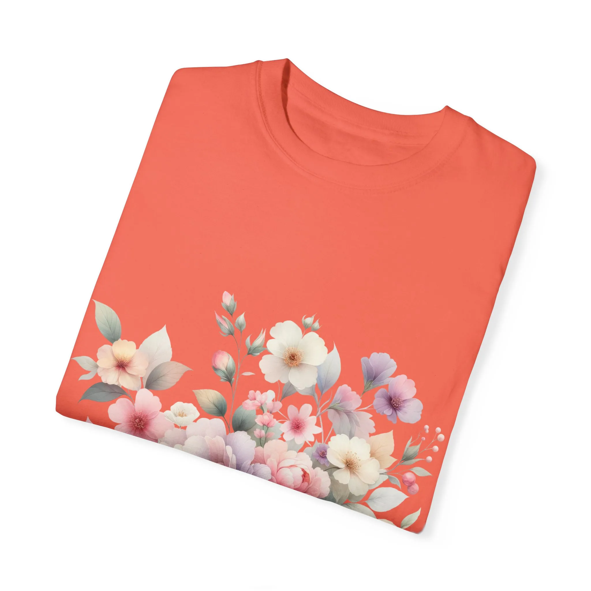 Floral Bliss Women's Garment-Dyed T-Shirt – Perfect for Spring Celebrations and Everyday Wear - Image 10