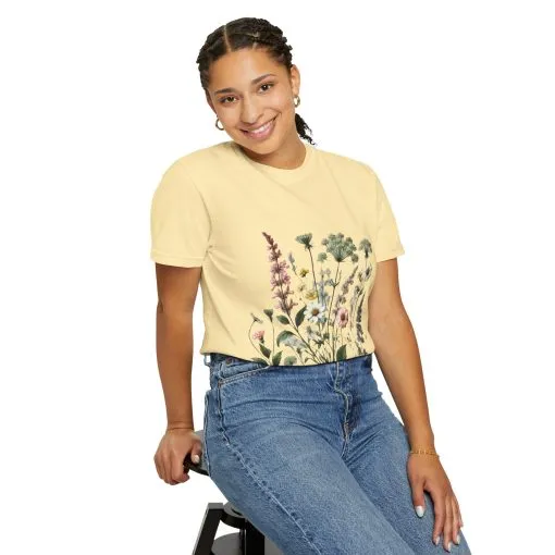 Botanical Print Unisex Garment-Dyed T-Shirt | Eco-Friendly Floral Tee for Nature Lovers - Image 12