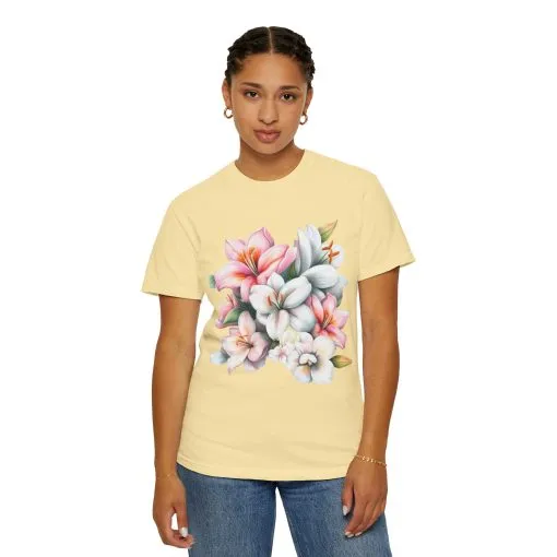 Floral Elegance Unisex Garment-Dyed T-Shirt - Perfect for Spring Celebrations - Image 15