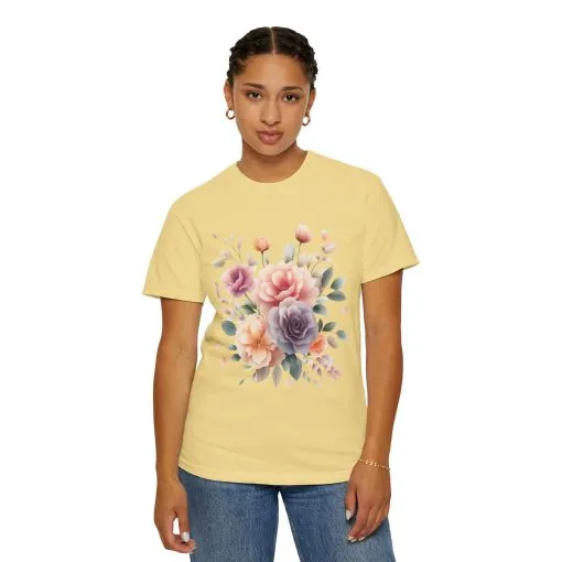Floral Garden Unisex Garment-Dyed T-Shirt | Soft and Stylish Tee for Spring and Summer Occasions - Image 15