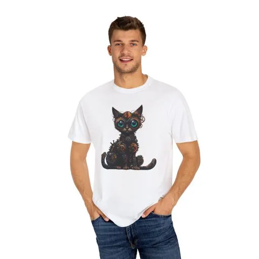 Steampunk Cat Unisex Garment-Dyed T-Shirt - Image 3