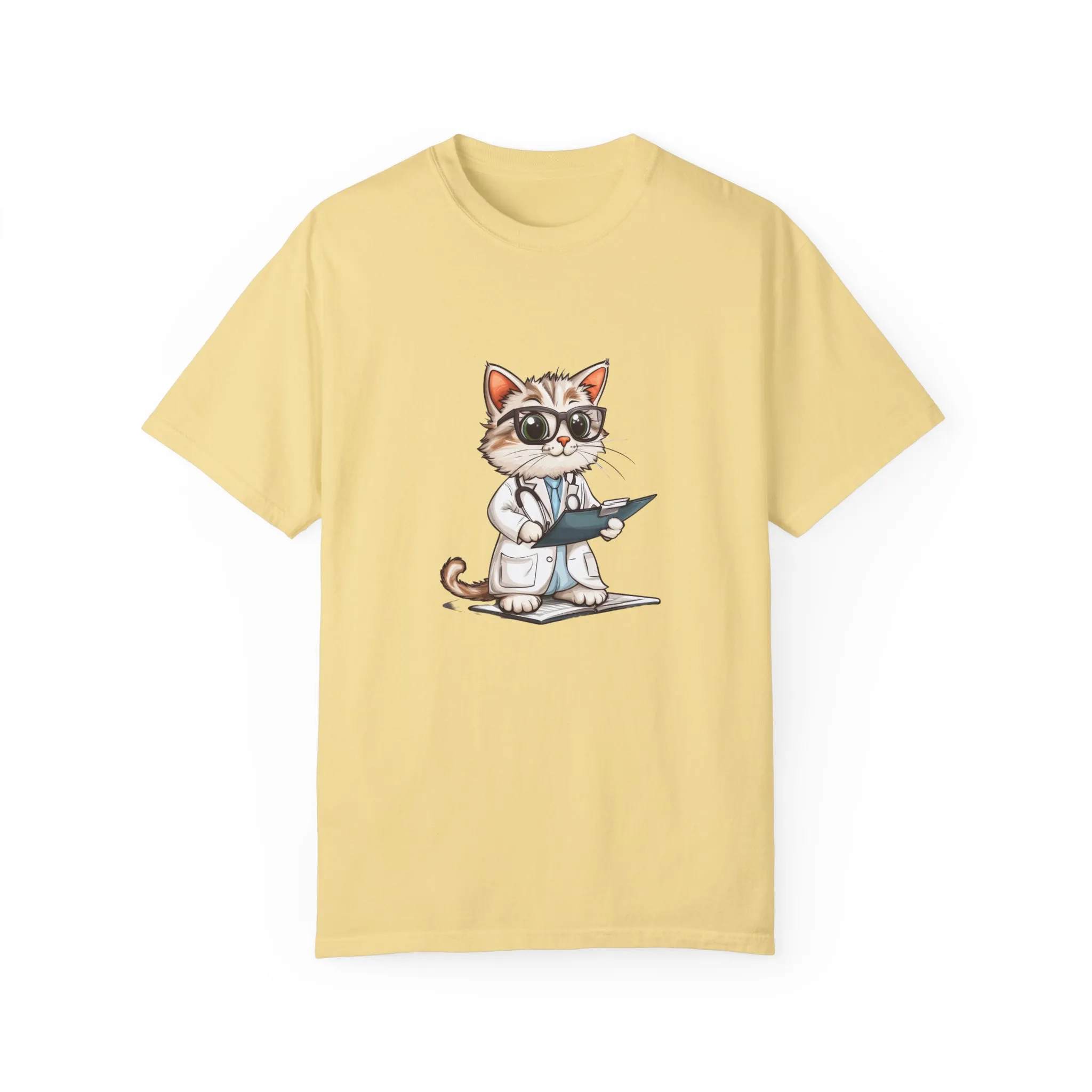 Funny Cat Doctor Unisex Garment-Dyed T-Shirt - Image 32