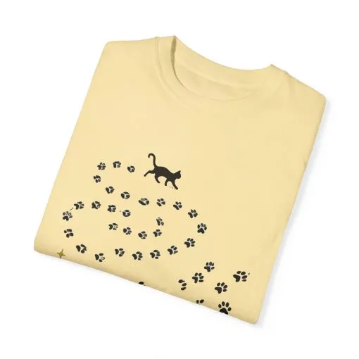 Whimsical Cat and Paw Print T-Shirt for Animal Lovers - Image 10