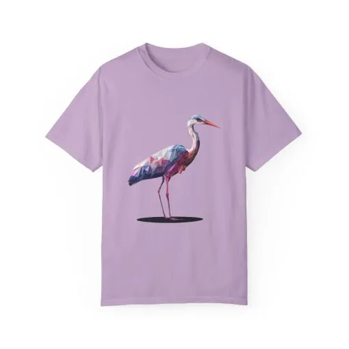Geo Crane Unisex Garment-Dyed T-Shirt – Stylish Bird Graphic Tee for Nature Lovers - Image 51