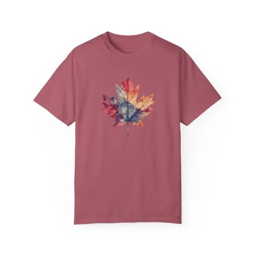 Autumn Maple Leaf Unisex Garment-Dyed T-Shirt - Image 33