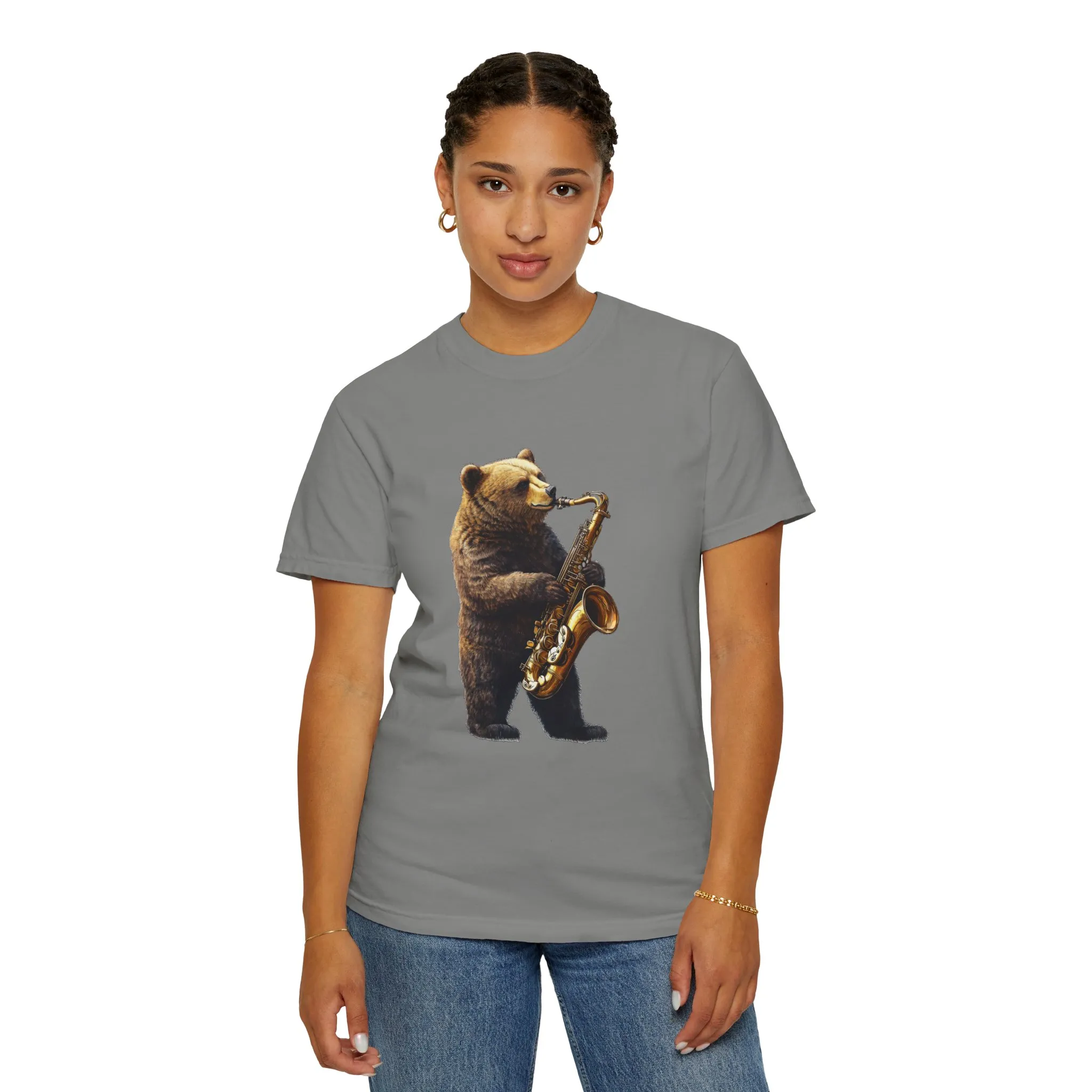 Jazz Bear Unisex Garment-Dyed T-Shirt - Image 28
