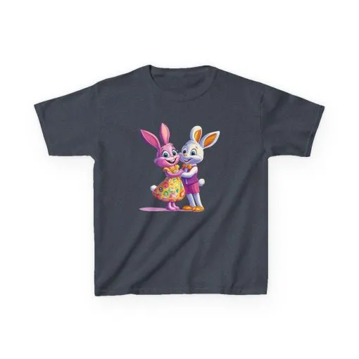 Cute Bunny Love Kids Heavy Cotton Tee - Adorable Cartoon Design for Spring Celebrations - Image 19